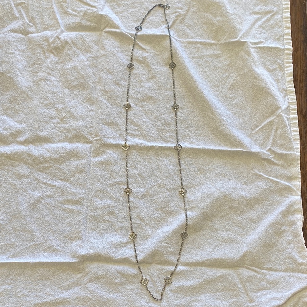 Kendra Scott 40” Logo Devalyn Silver Tone Necklace